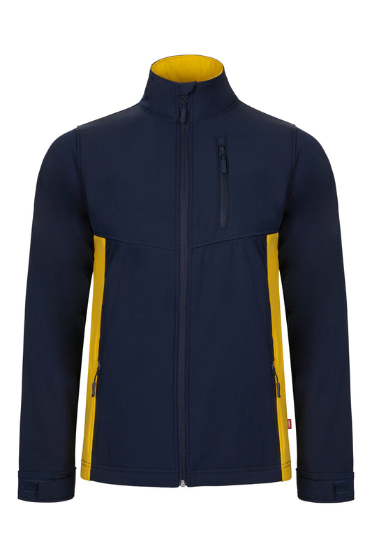Jacheta soft shell 280g albastru marin/galben V106004