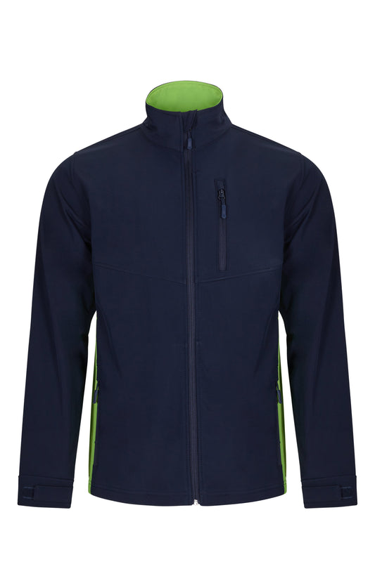 Jacheta soft shell 280g albastru marin/verde lime V106004