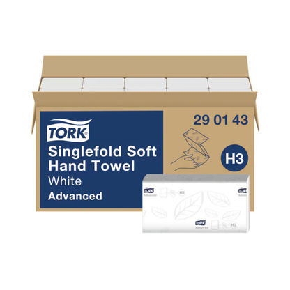 Prosoape mâini Tork Singlefold Advanced pliate în V, albe, 2 straturi, H3 290143