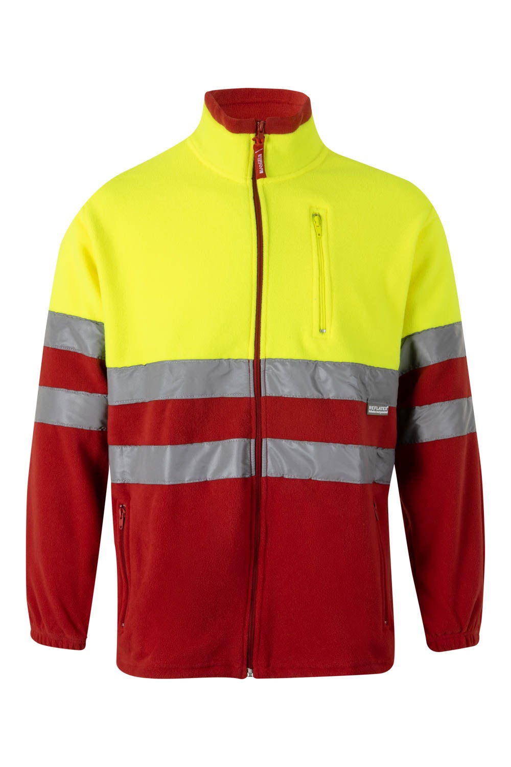 Jacheta reflectorizanta fleece 280g Rosu/Galben fluo V183