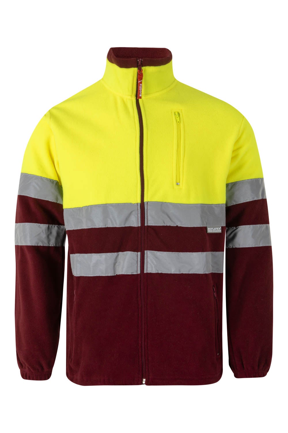 Jacheta reflectorizanta fleece 280g Grena maroon/Galben fluo V183