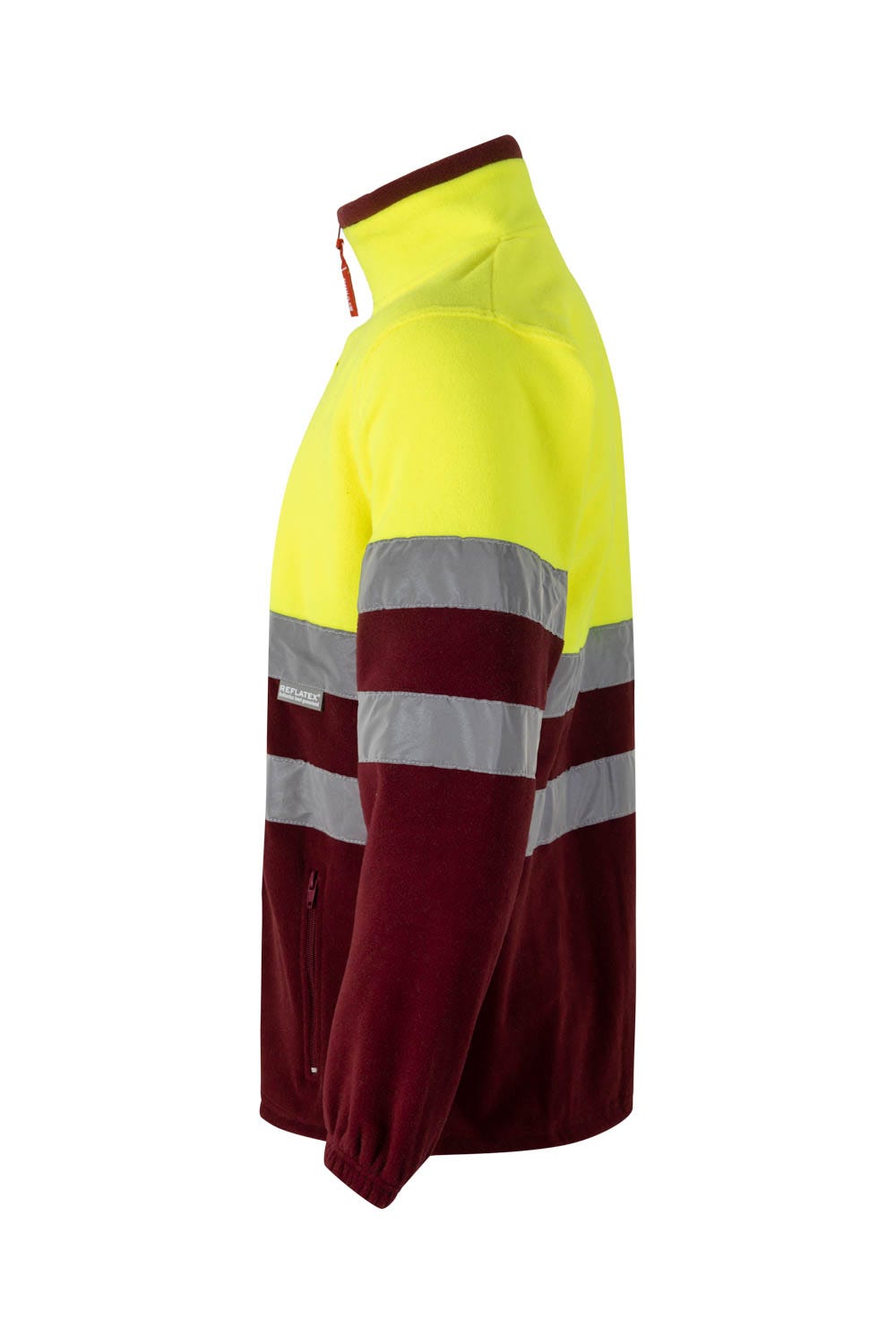 Jacheta reflectorizanta fleece 280g Grena maroon/Galben fluo V183