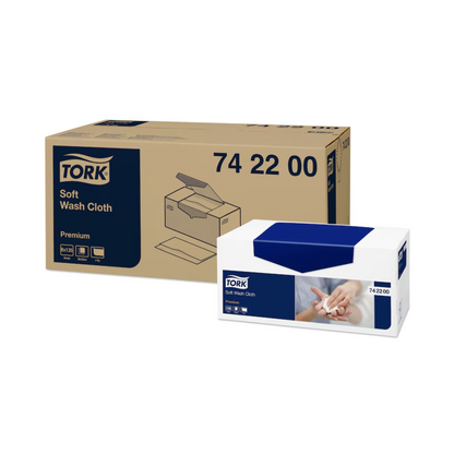 Lavete pentru spălare pacienți Tork Premium Soft albe, 135 buc/pachet, 742200