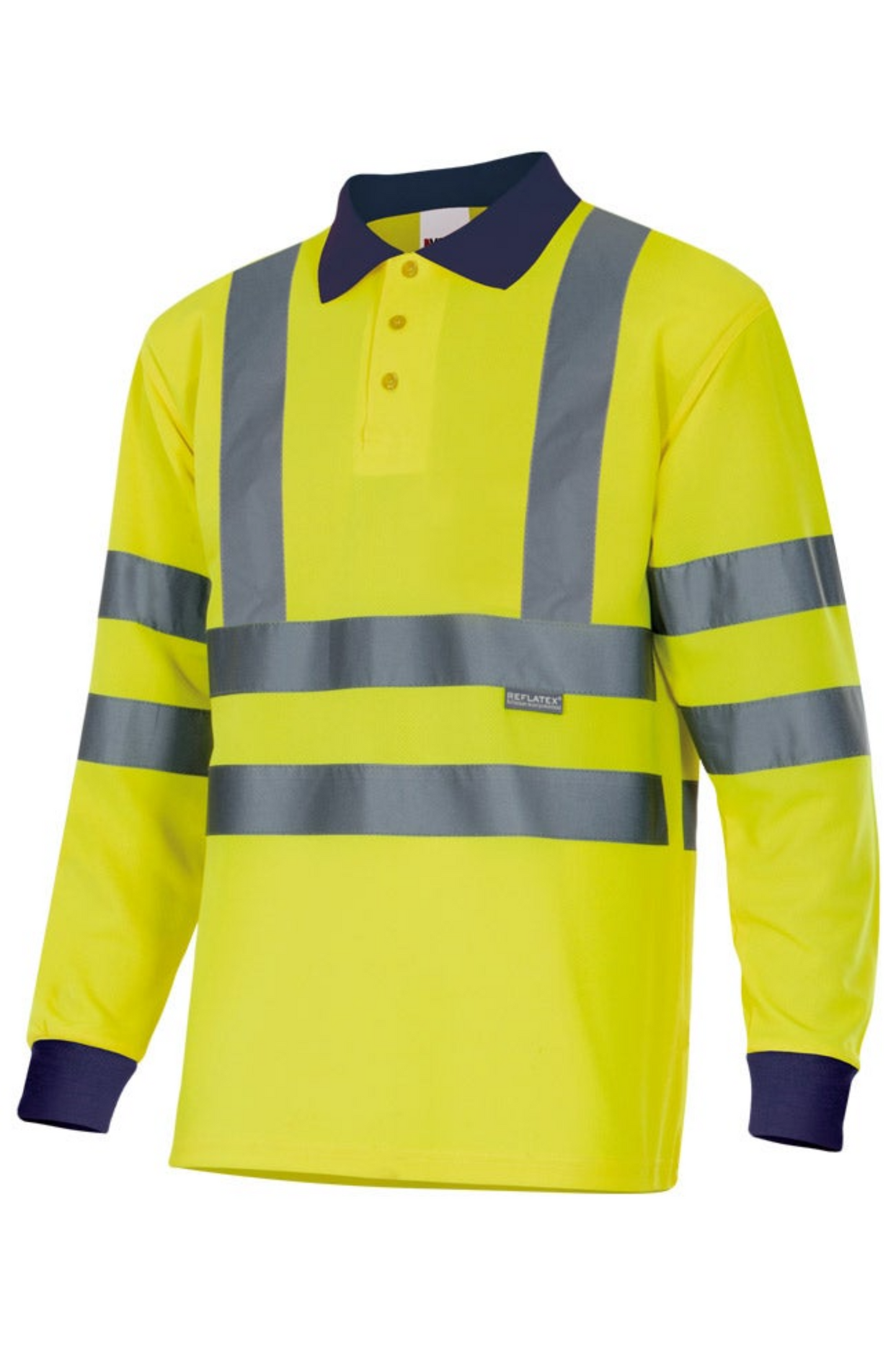 Tricou polo reflectorizant poliester 160g bleumarin/galben V305503