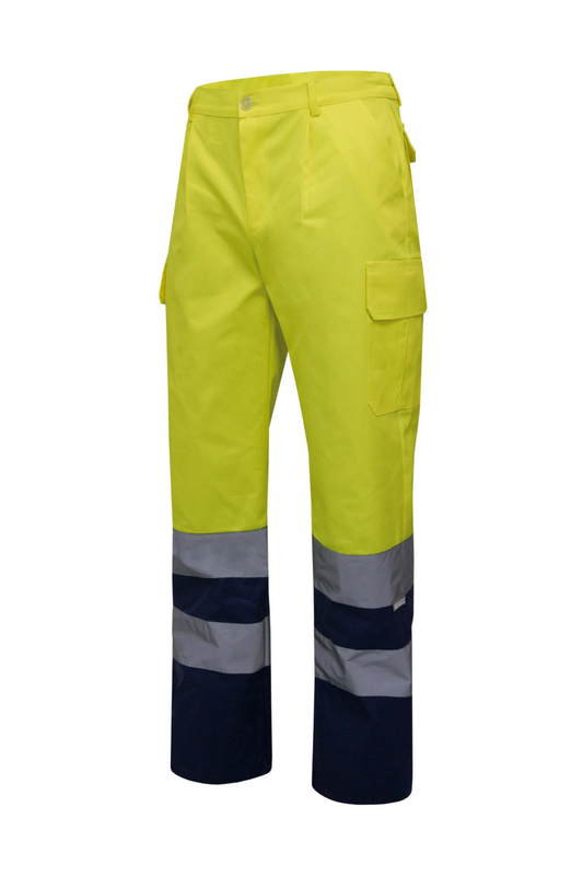Pantaloni reflectorizanti neon galben 240g bleumarin/galben V303001