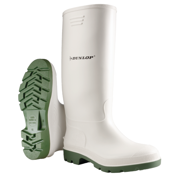 Cizme PVC alb/verde fara bombeu O4 Pricemastor Dunlop