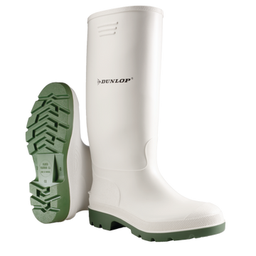 Cizme PVC alb/verde fara bombeu O4 Pricemastor Dunlop