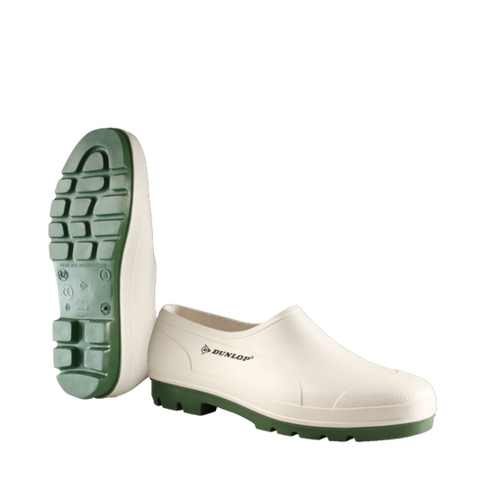 Galosi PVC fara bombeu alb/verde OB Wellie Dunlop