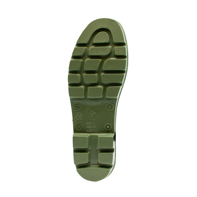 Galosi PVC fara bombeu alb/verde OB Wellie Dunlop