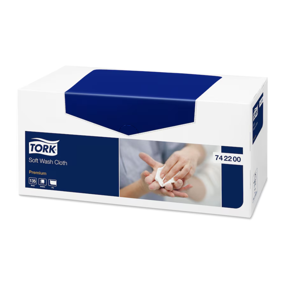 Detaliu textură delicată a lavetelor Tork Premium Soft pentru medii medicale
