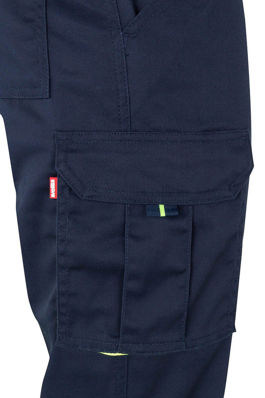 Pantaloni reflectorizanti stretch 240g bleumarin/galben V303002S