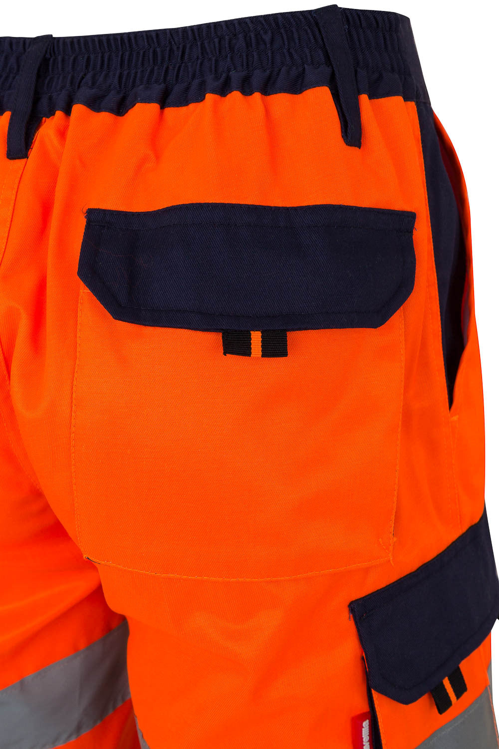 Pantaloni reflectorizanti scurti tercot neon galben 240g bleumarin/portocaliu V303004