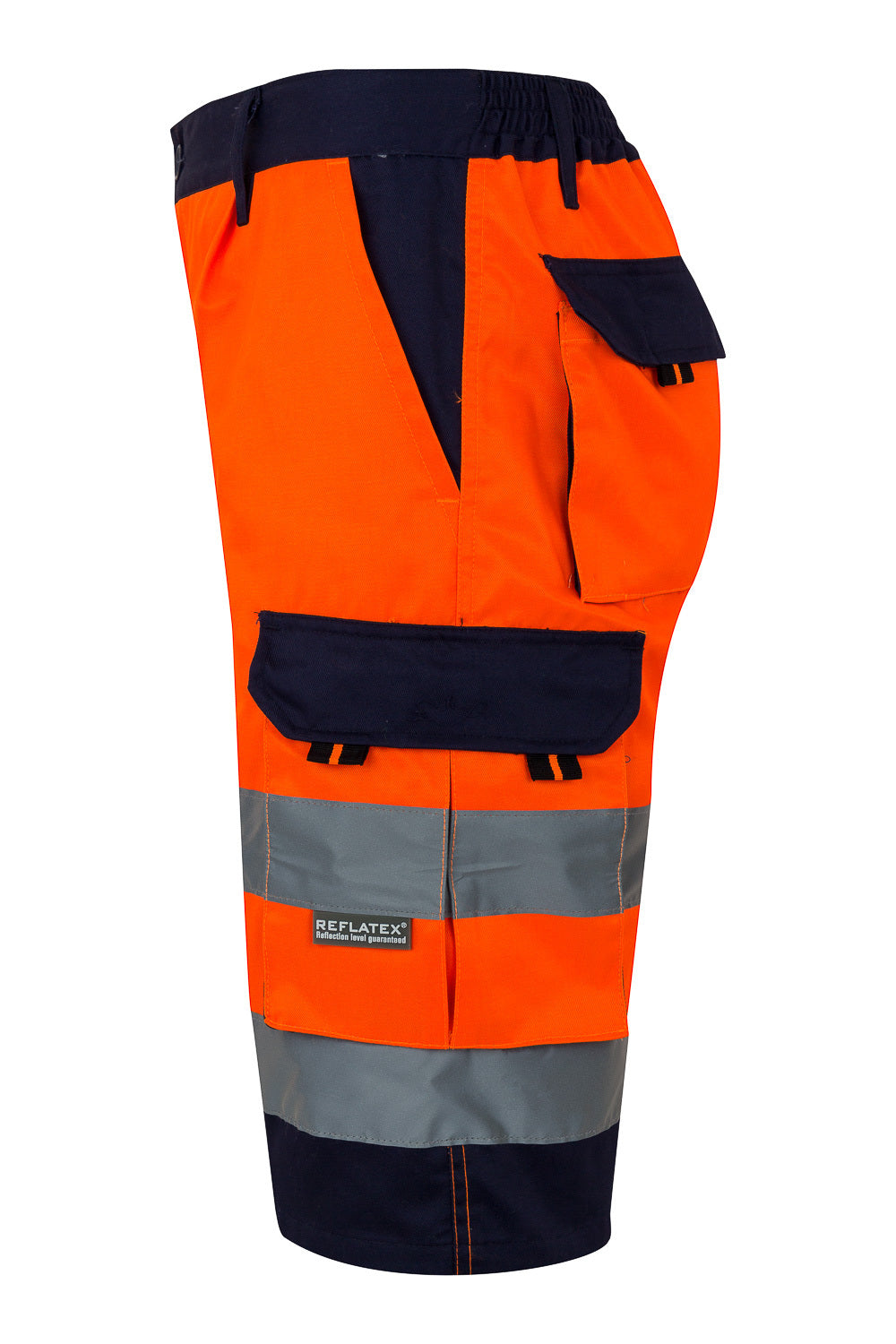 Pantaloni reflectorizanti scurti tercot neon galben 240g bleumarin/portocaliu V303004