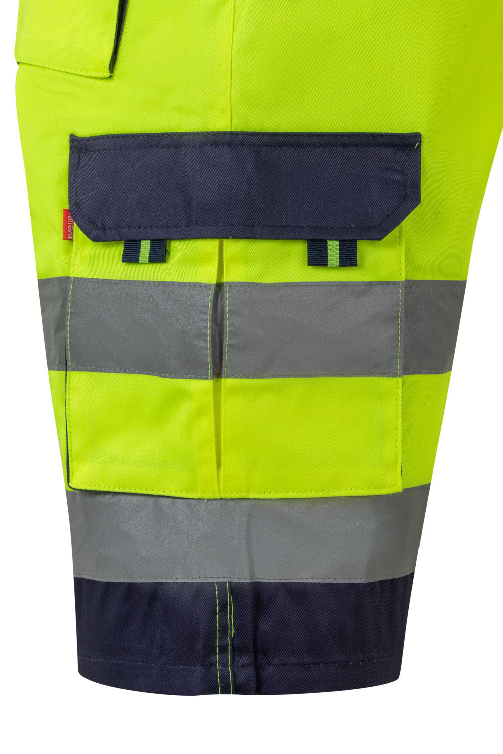 Pantaloni reflectorizanti scurti tercot neon galben 240g bleumarin/galben V303004