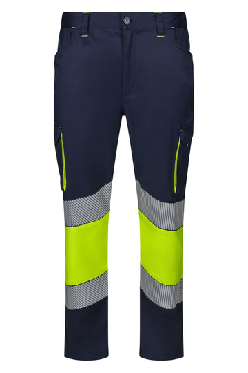 Pantaloni reflectorizanti stretch 250g bleumarin/galben V303008S