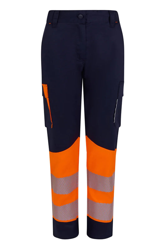 Pantaloni dama reflectorizanti stretch 260g albastru marin/portocaliu fluo V303032SW