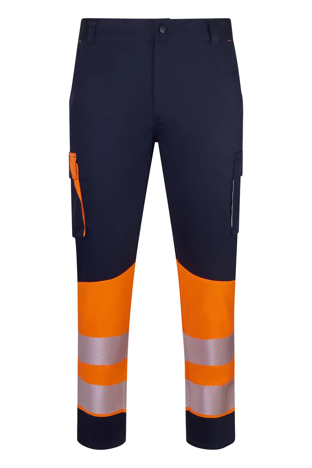 Pantaloni reflectorizanti stretch 260g albastru marin/portocaliu fluo V303032S
