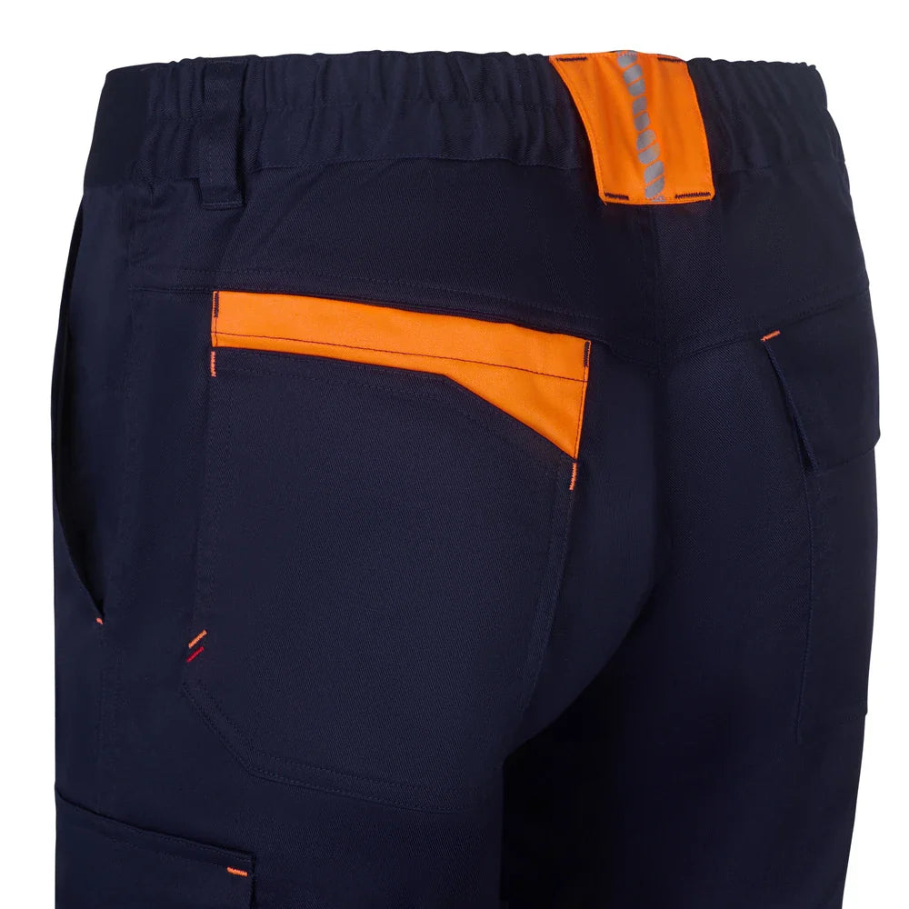 Pantaloni reflectorizanti stretch 260g albastru marin/portocaliu fluo V303032S