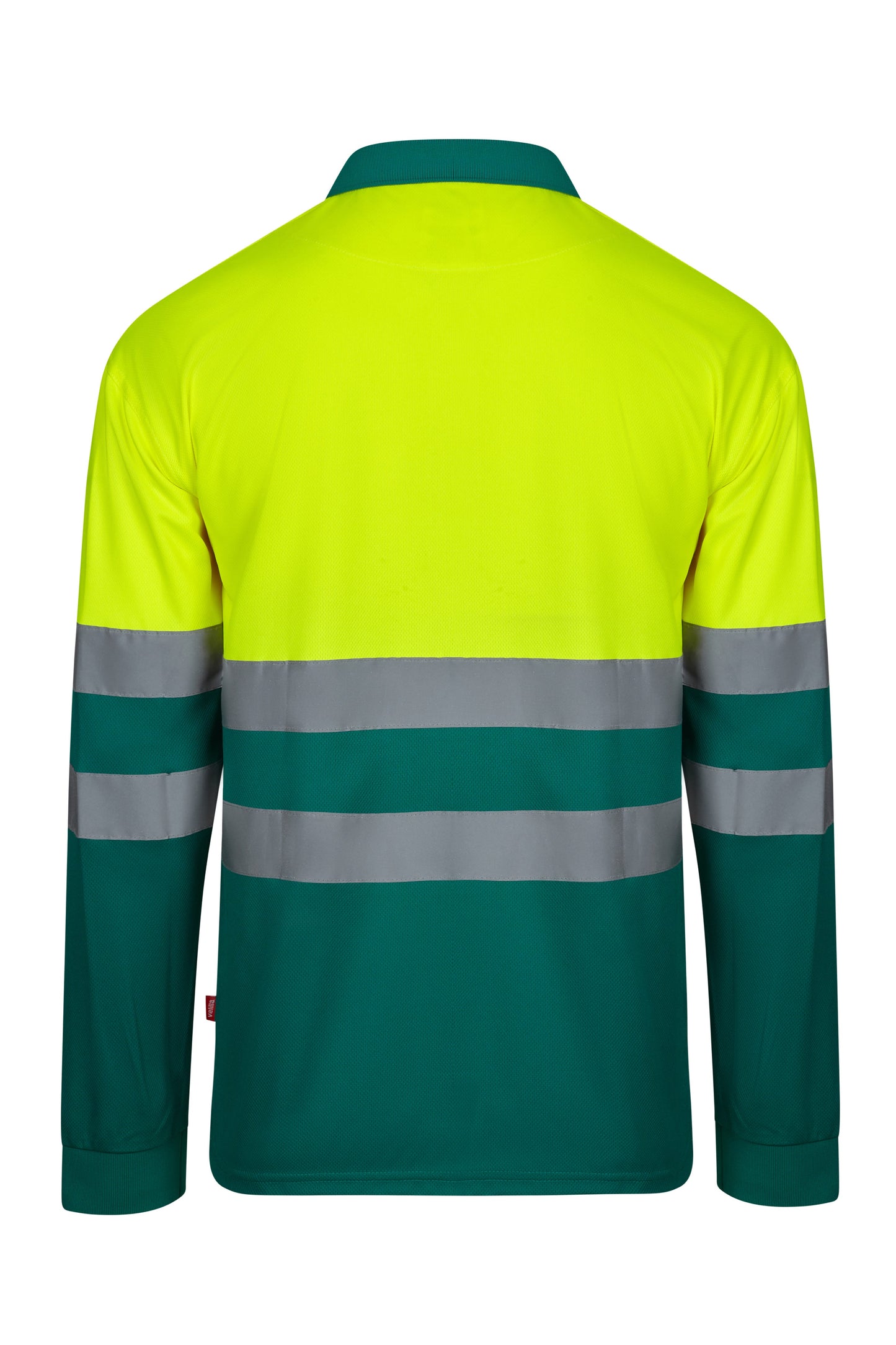 Tricou polo reflectorizant poliester 140g maneca lunga Verde/Galben V305507