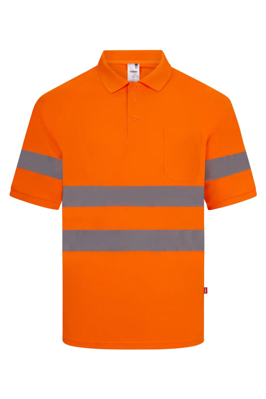Tricou polo maneca scurta reflectorizant poliester 140g portocaliu fluo V305510