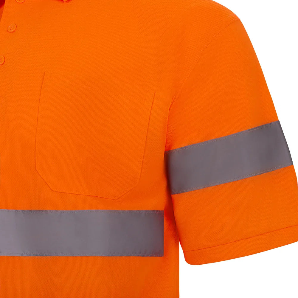 Tricou polo maneca scurta reflectorizant poliester 140g portocaliu fluo V305510