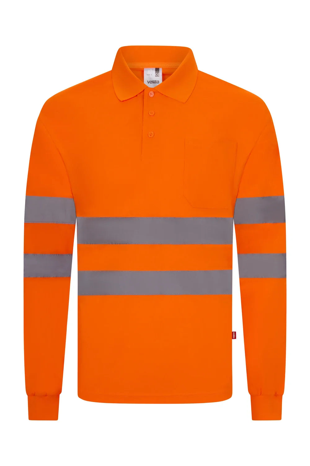 Tricou polo maneca lunga reflectorizant poliester 140g portocaliu fluo V305511