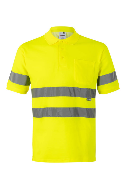 Tricou polo reflectorizant bumbac 150g maneca scurta Galben fluo V305512