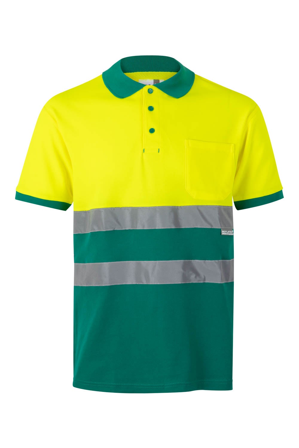 Tricou polo reflectorizant bumbac 150g maneca scurta Verde/Galben V305513