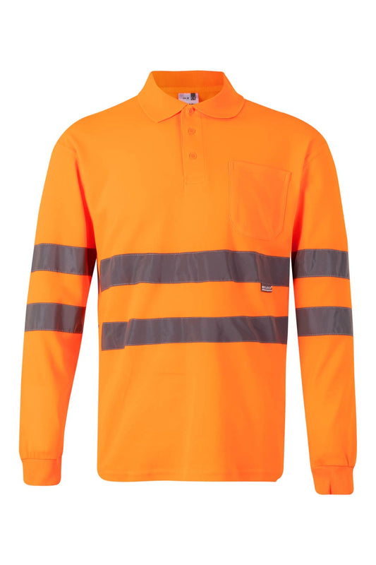 Tricou polo reflectorizant bumbac 150g Portocaliu fluo V305514