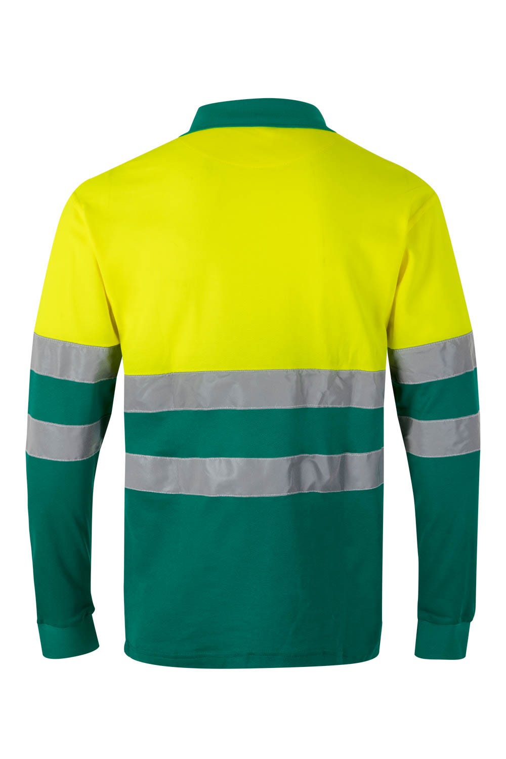 Tricou polo reflectorizant bumbac 150g maneca lunga Verde/Galben V305515