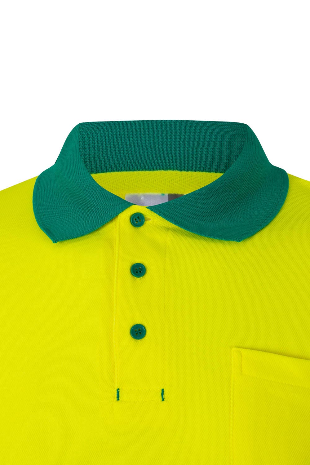 Tricou polo reflectorizant bumbac 150g maneca lunga Verde/Galben V305515