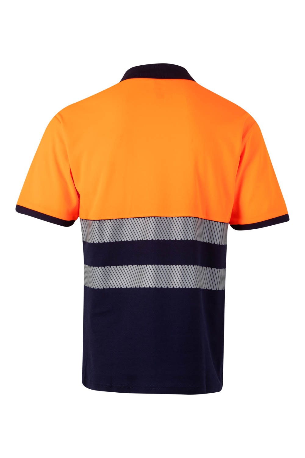 Tricou polo reflectorizant bumbac 150g barbat maneca scurta Bleumarin/Portocaliu V305523