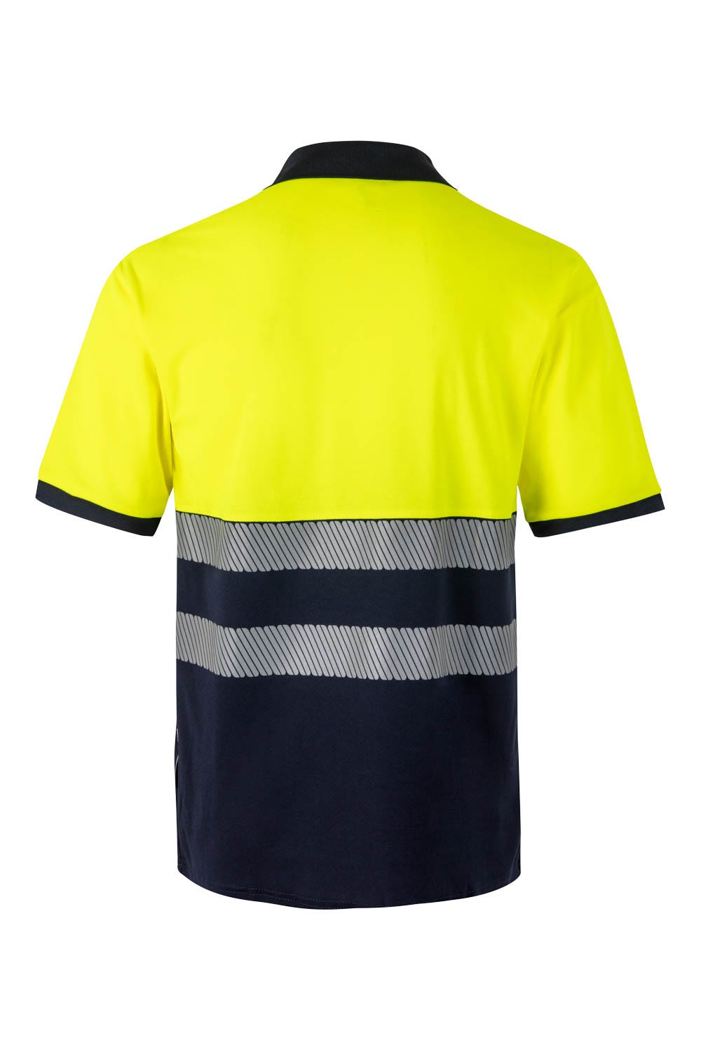 Tricou polo reflectorizant bumbac 150g barbat maneca scurta Bleumarin/Galben V305523