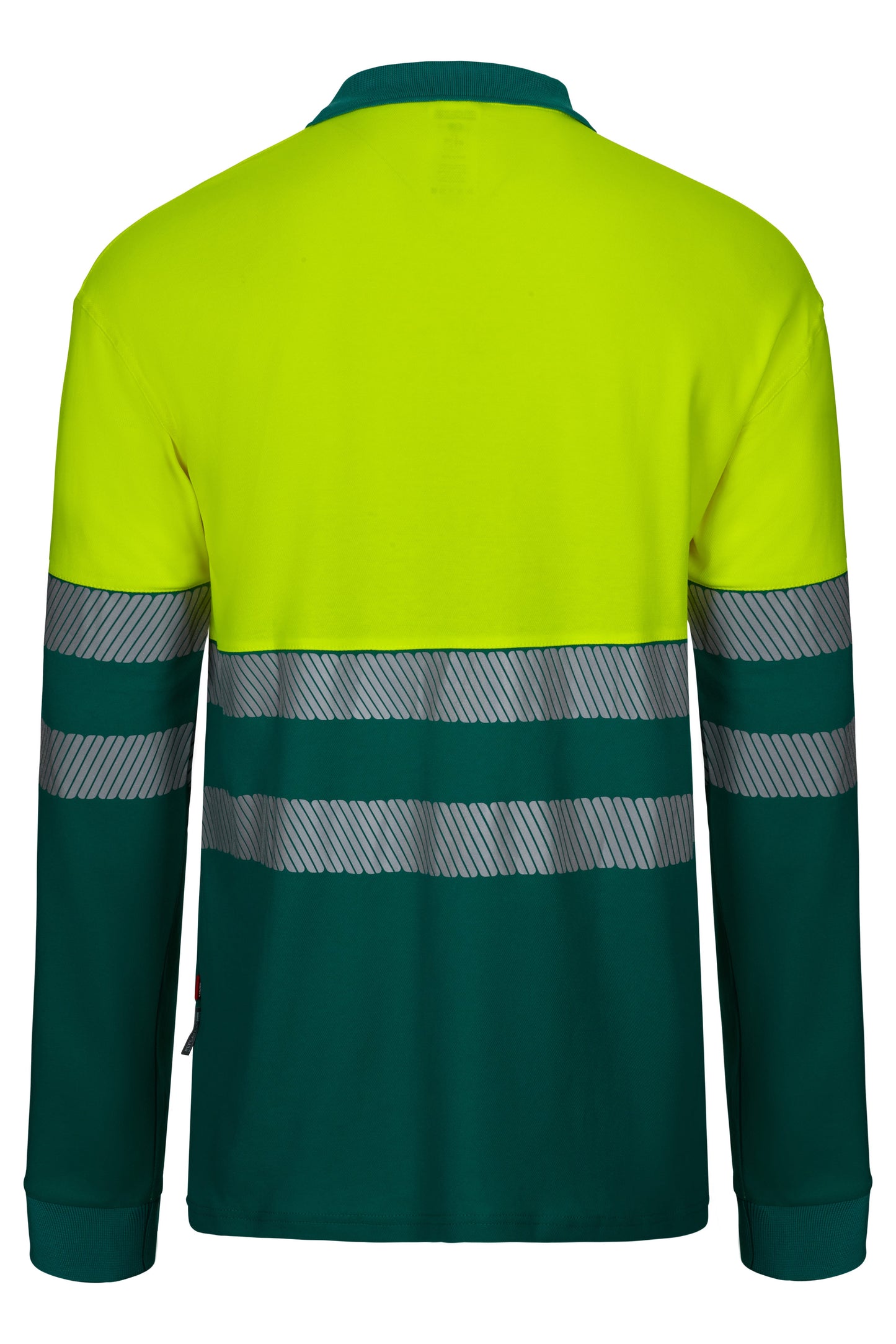 Tricou polo reflectorizant bumbac 150g barbat maneca lunga Verde/Galben V305525