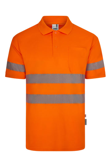 Tricou polo reflectorizant 100% poliester 140g maneca scurta portocaliu fluo V305532