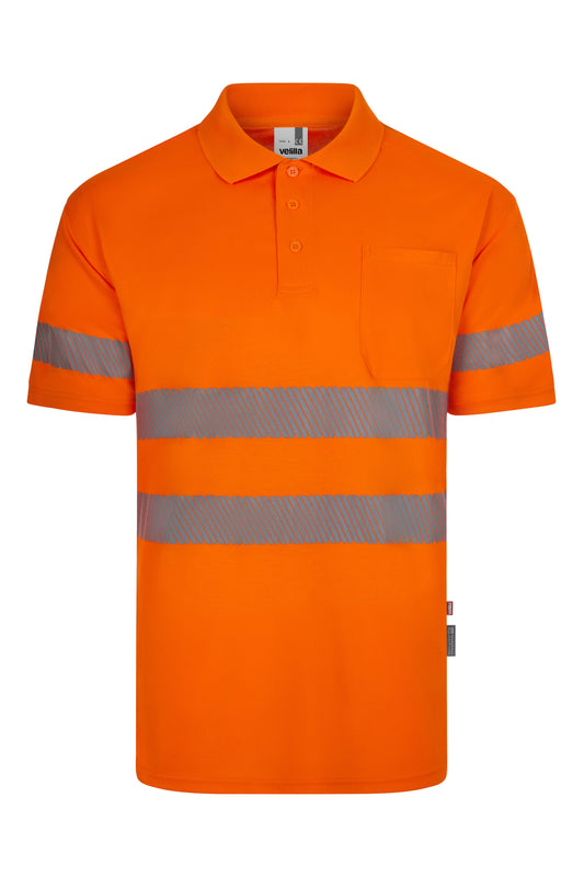 Tricou polo cu benzi reflectorizante segmentate maneca scurta GRS portocaliu hi-vis V305532