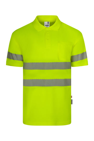 Tricou polo reflectorizant 100% poliester 140g maneca scurta galben fluo V305532