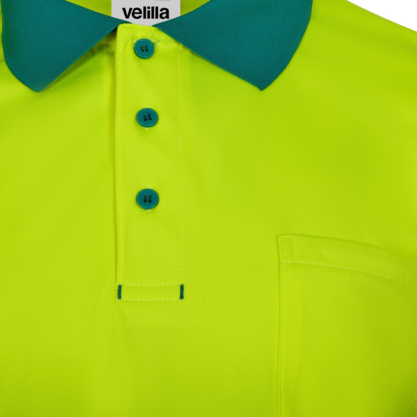 Tricou polo bicolor cu benzi reflectorizante segmentate maneca lunga GRS green/galben hi-vis V305535
