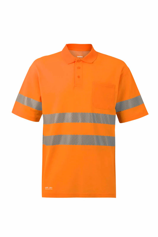 Tricou polo maneca scurta reflectorizant bumbac/poliester 150g portocaliu fluo V305542