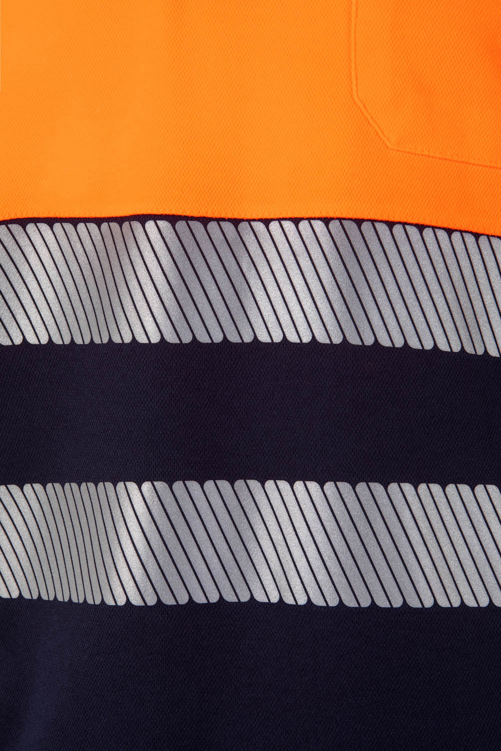 Tricou polo maneca scurta reflectorizant bumbac/poliester 150g albastru marin/portocaliu fluo V305543