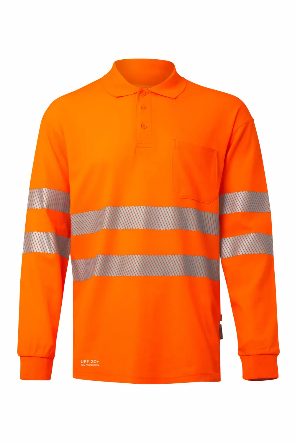 Tricou polo maneca lunga reflectorizant bumbac/poliester 150g portocaliu fluo V305544
