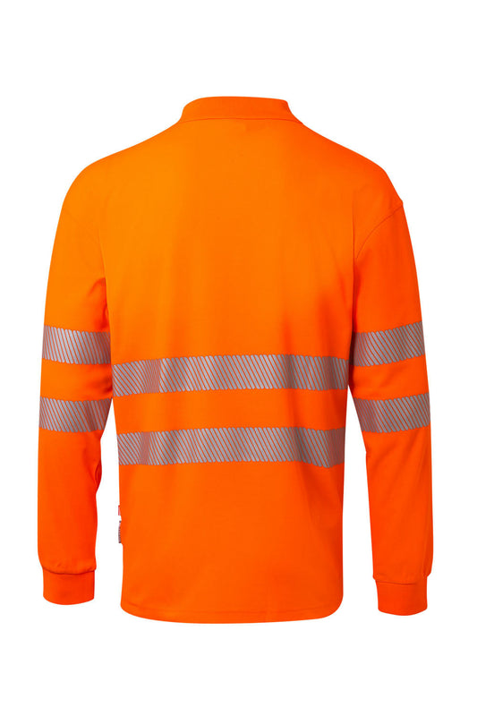 Tricou polo maneca lunga reflectorizant bumbac/poliester 150g portocaliu fluo V305544