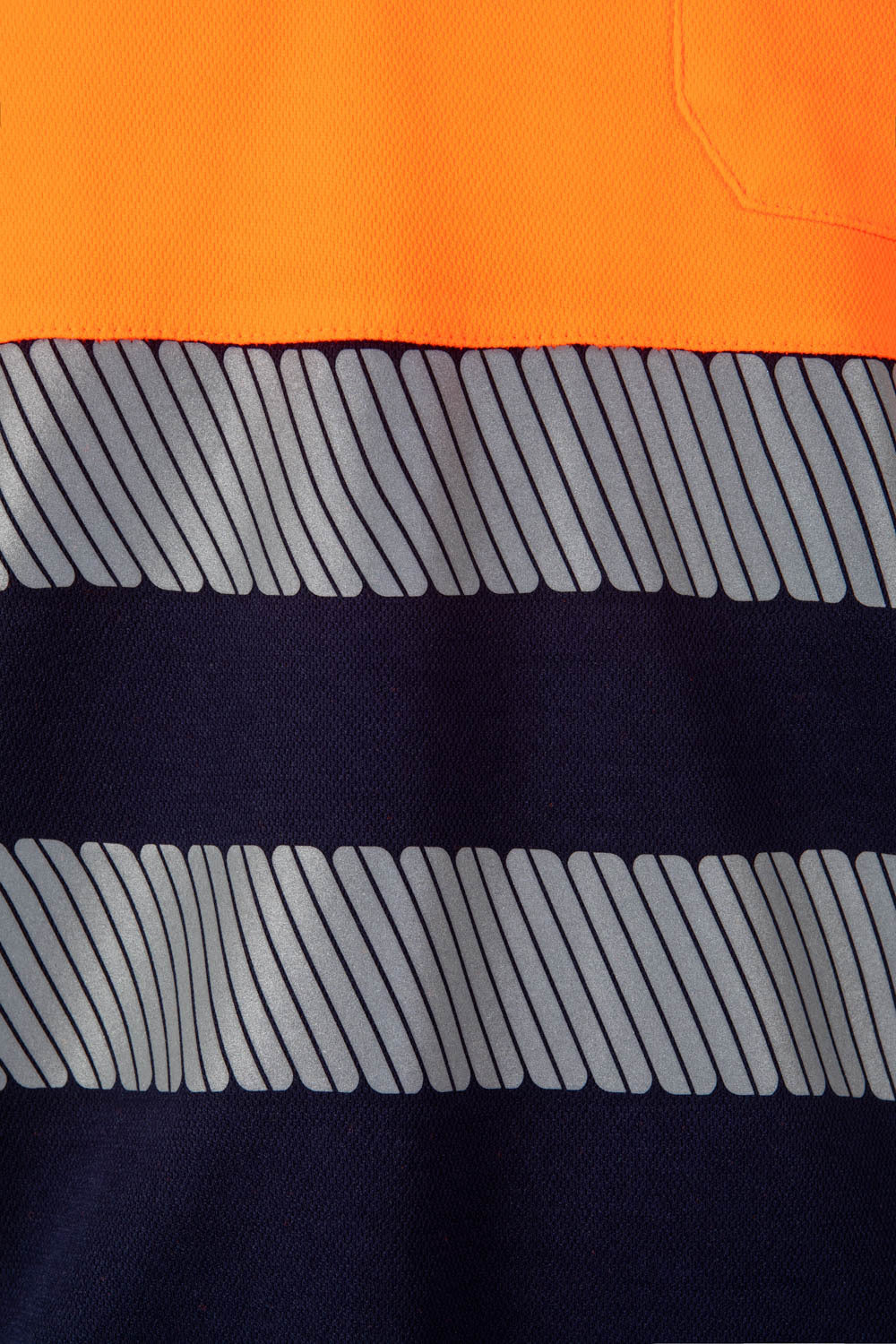 Tricou polo maneca lunga reflectorizant bumbac/poliester 150g albastru marin/portocaliu fluo V305545