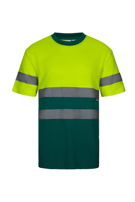 Tricou reflectorizant bumbac 150g maneca scurta Verde/Galben V305613