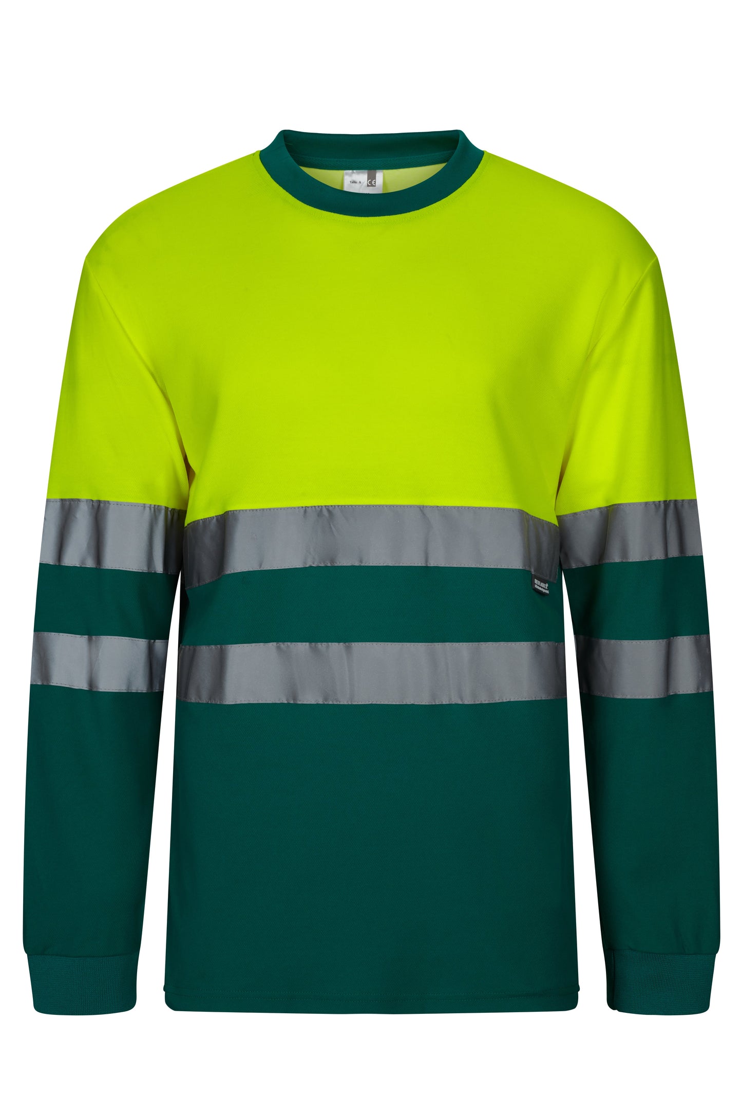 Tricou reflectorizant bumbac 150g maneca lunga Verde/Galben V305615