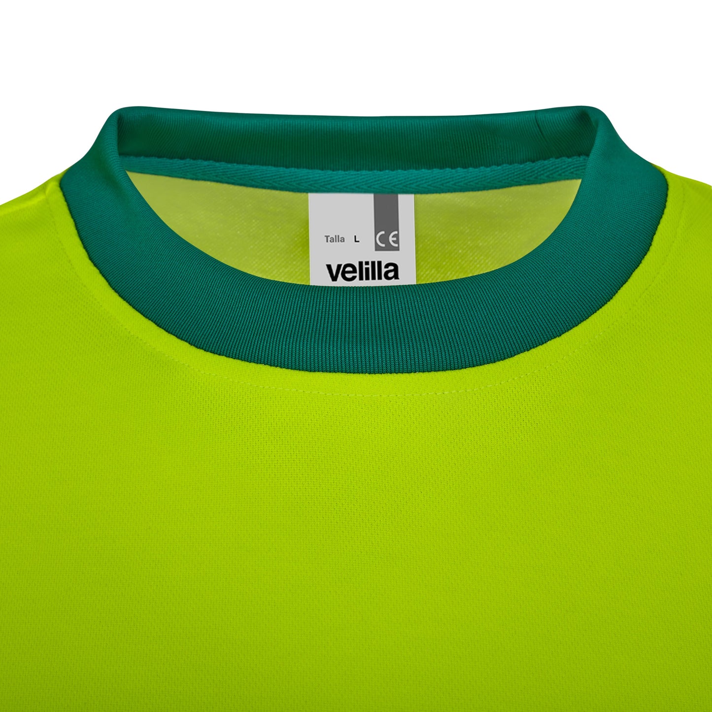 Tricou bicolor din bumbac maneca lunga benzi reflectorizante segmentate green/galben hi-vis V305619