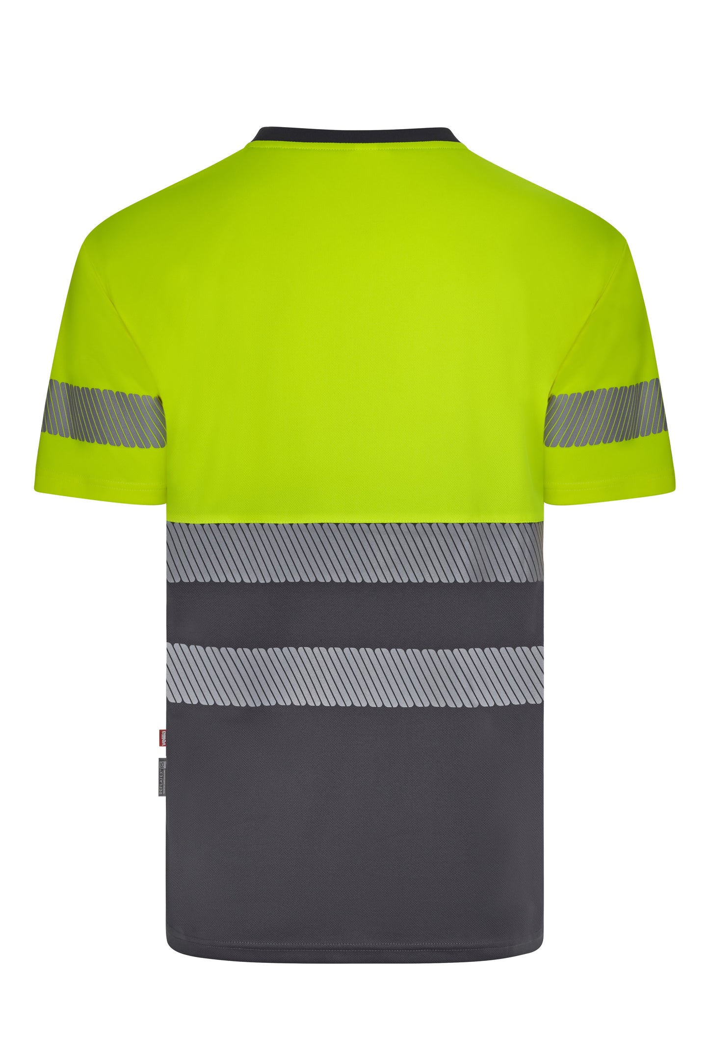 Tricou bicolor cu benzi reflectorizante segmentate maneca scurta GRS gri/galben hi-vis V305633