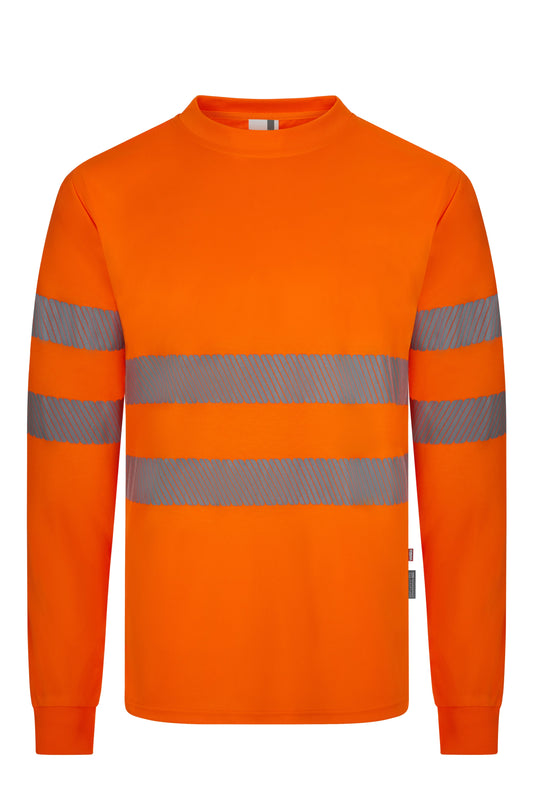 Tricou cu benzi reflectorizante segmentate maneca lunga GRS portocaliu hi-vis V305634