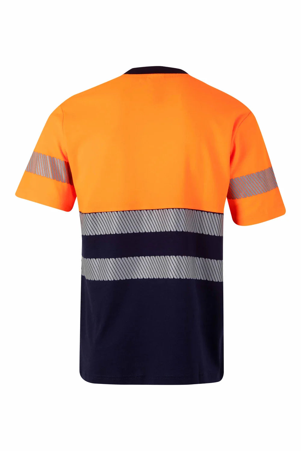 Tricou maneca scurta reflectorizant bumbac/poliester 150g albastru marin/portocaliu fluo V305643
