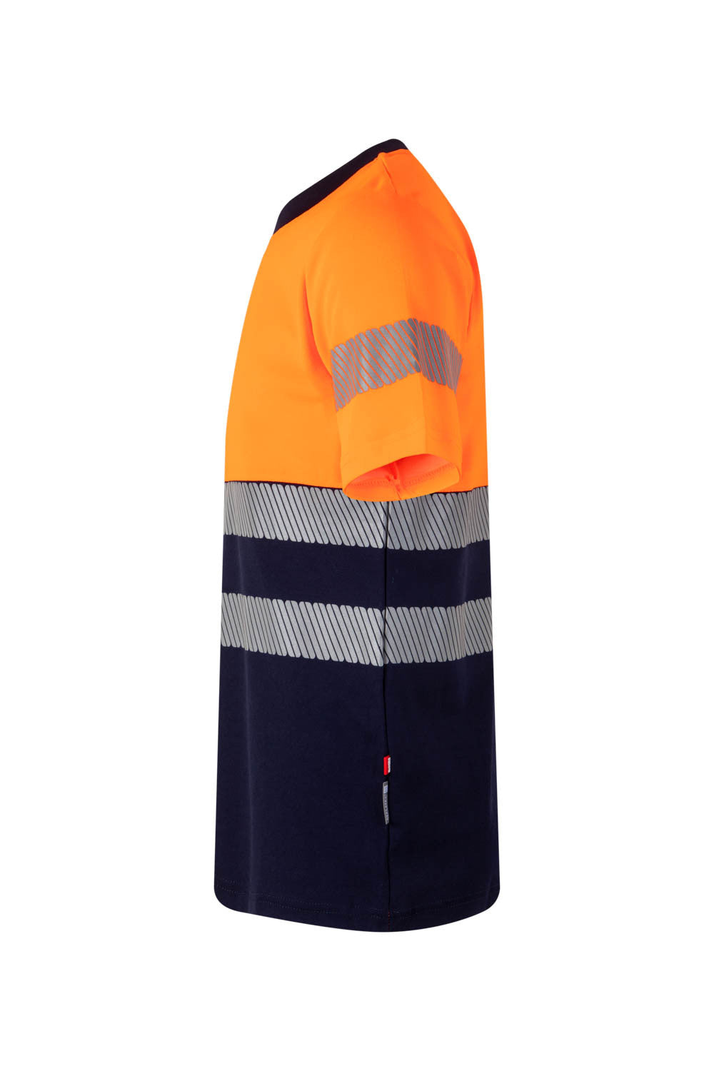 Tricou maneca scurta reflectorizant bumbac/poliester 150g albastru marin/portocaliu fluo V305643
